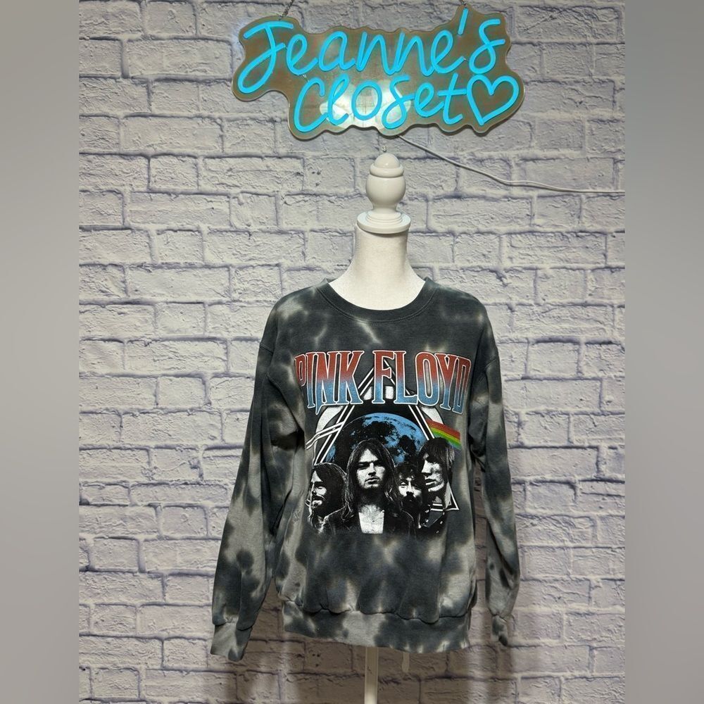 Pink Floyd Unisex Gray Tie Dye Pull Over Sweatshirt Dark Side Of The Moon Small